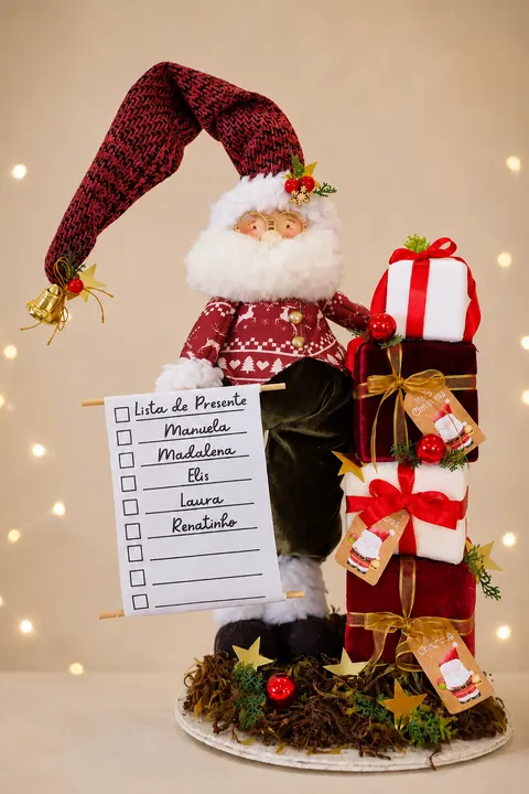 Papai Noel de pano visto de frente